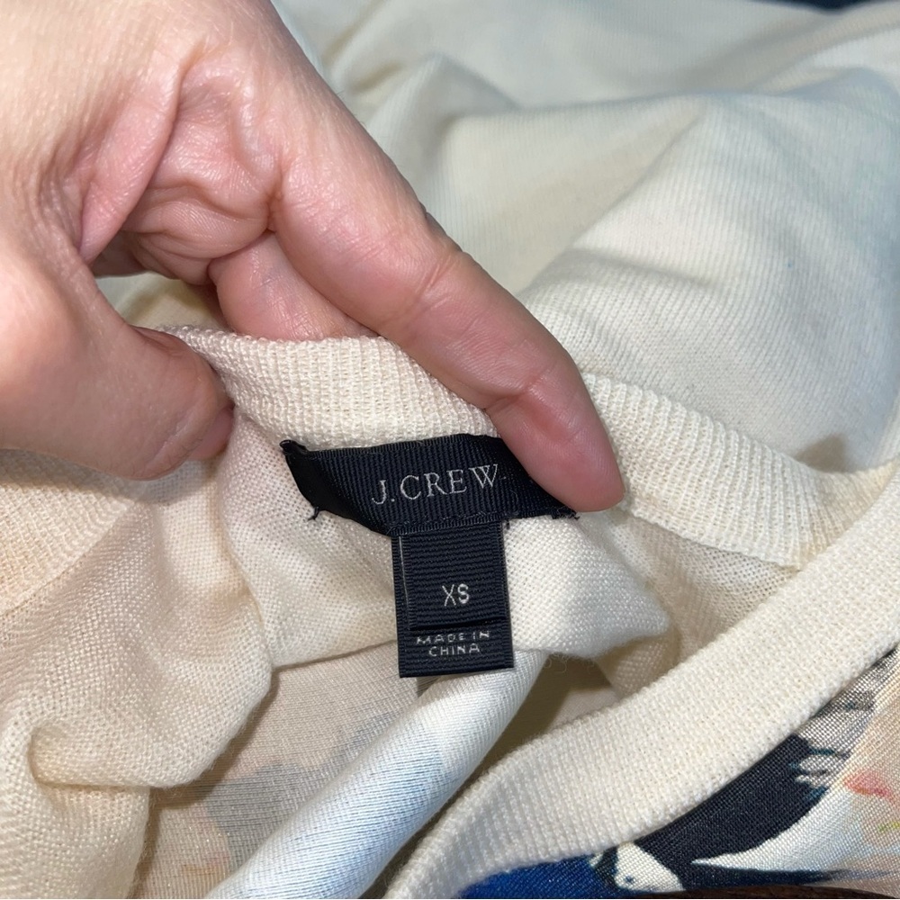 J.Crew Merino wool silk-panel sweater in cove floral - Picture 5 of 6